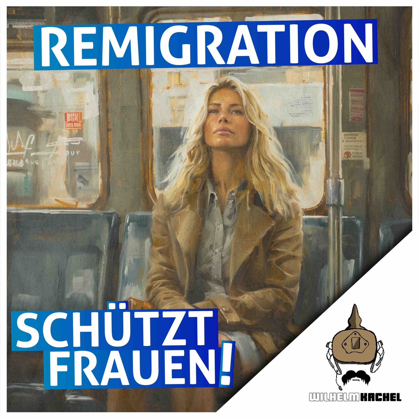 50 Aufkleber „Remigration schützt Frauen“ - Wilhelm Kachels Unterstützeraufkleber
