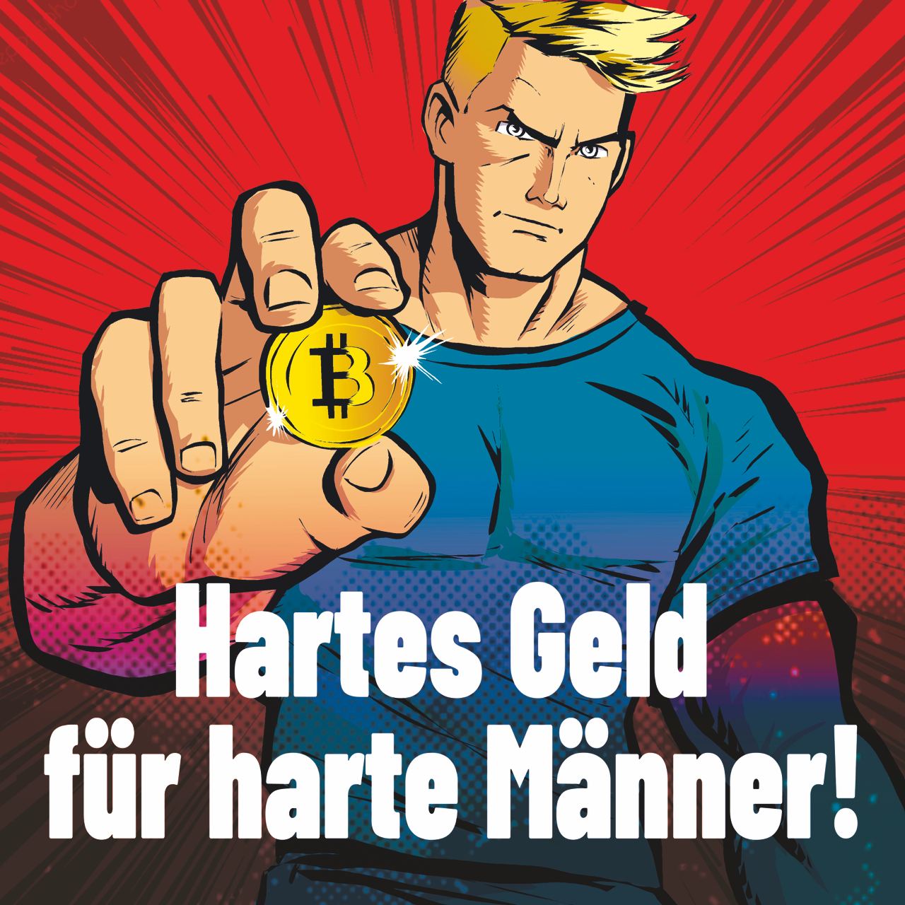50 Aufkleber „BITCOIN - HARTES GELD FÜR HARTE MÄNNER!“