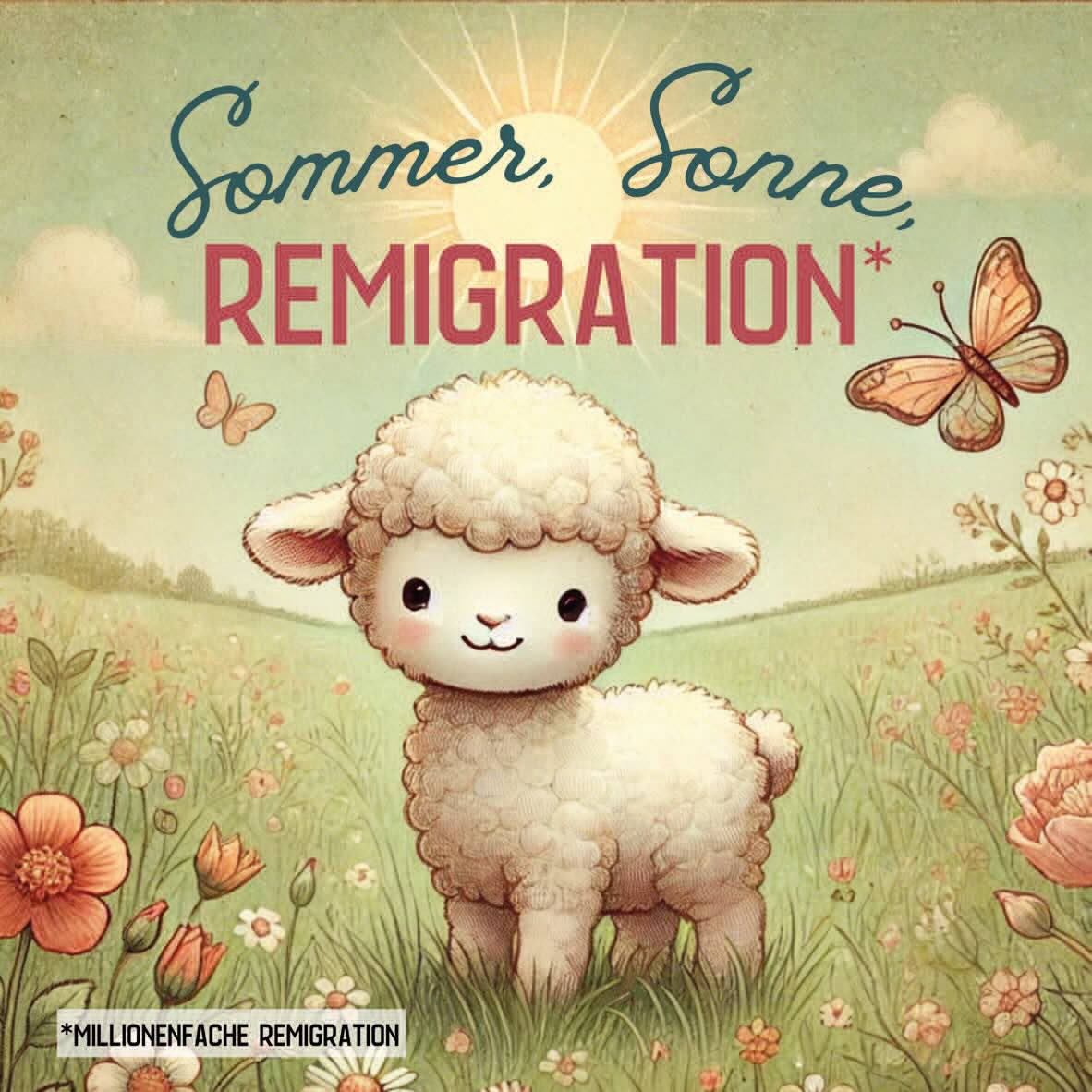 50 Aufkleber „Lämmchen Ida: Sommer, Sonne, Remigration!“