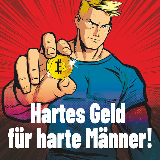 50 Aufkleber „BITCOIN - HARTES GELD FÜR HARTE MÄNNER!“