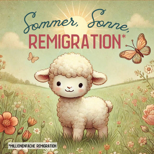 50 Aufkleber „Lämmchen Ida: Sommer, Sonne, Remigration!“
